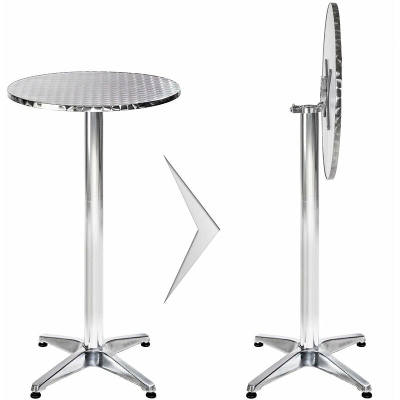 Mange debout aluminium diamètre table 60 cm diamètre pied 6,5 cm pliable hauteur réglable 74/114 cm gris