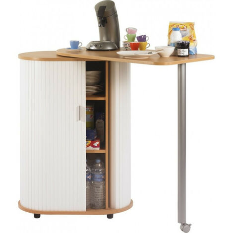 Mange debout et meuble de rangement bois clair et blanc Kitchou