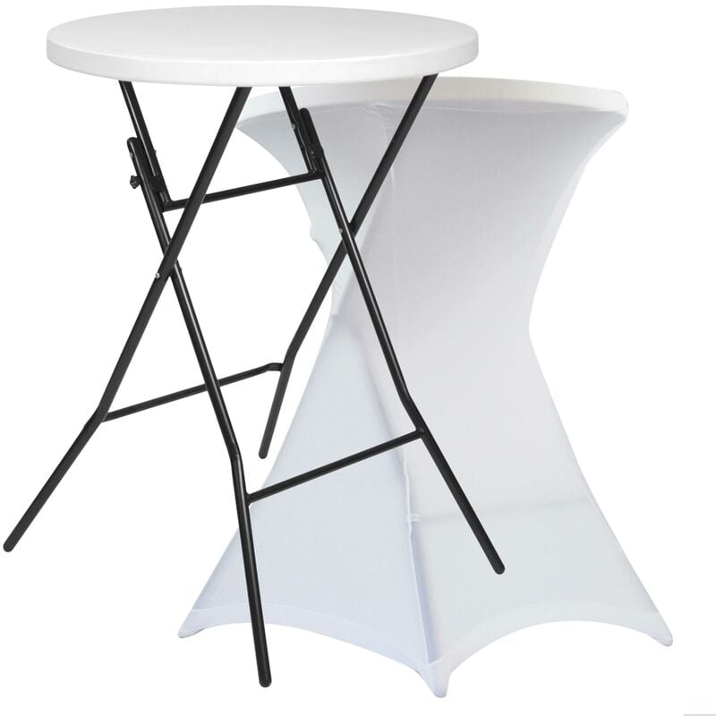 Mange-debout pliant et nappe housse blanche