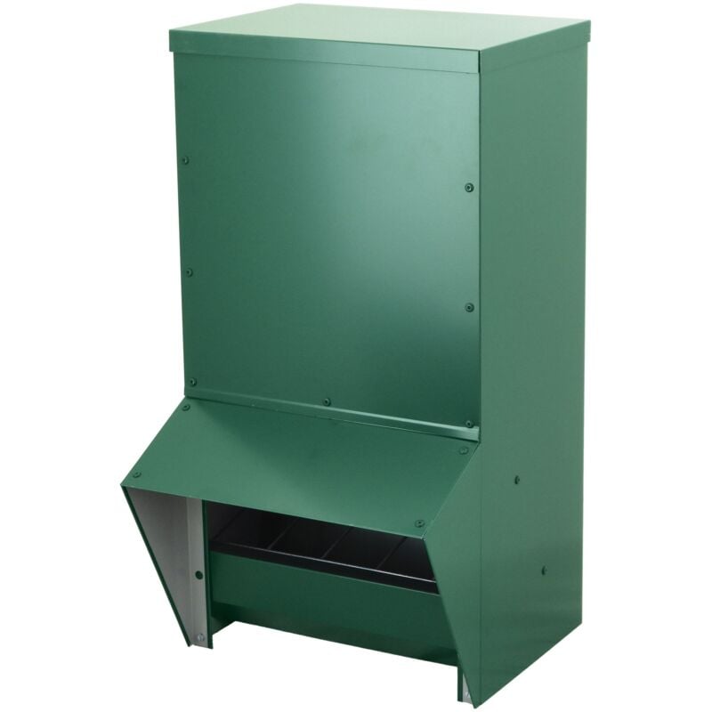 Mangeoire 34 kg verte pour poules et canards • Nourrisseur en tôle prélaquée antirouille