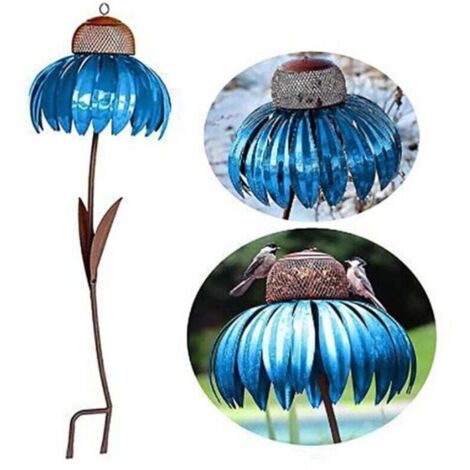 Mangeoire à Colibris en Métal, Fleurs Tropicales Durables, Recharge Facile, Mangeoire à Oiseaux sur Poteau, Décor de Mangeoire à Oiseaux D'arrière-Cour, Décoration de Mangeoire à