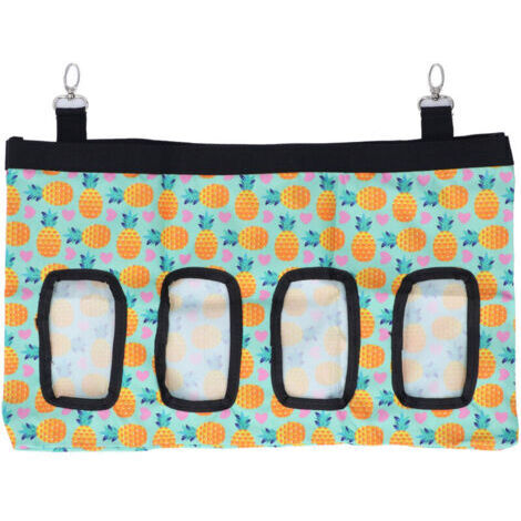 Mangeoire à foin pour lapins et cochons d'Inde - Sac alimentaire suspendu pour petits animaux avec 4 ouvertures, design ananas