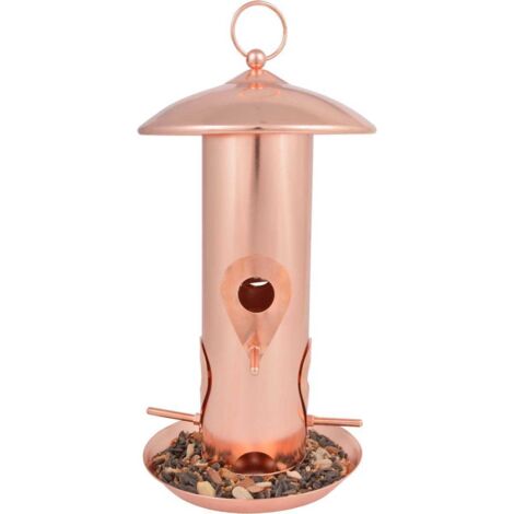 Mangeoire à graines plaqué cuivre Hauteur 30.5 cm pour oiseaux - Esschert Design