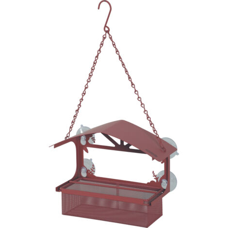 Mangeoire à graines pour fenêtre avec toit, rouge, pour oiseaux - zolux