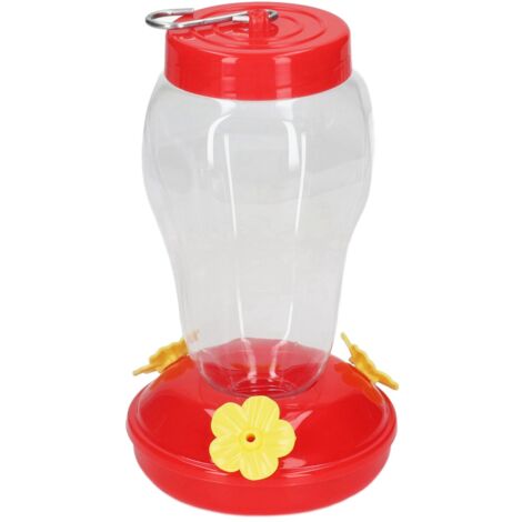 Mangeoire à Oiseaux 3 Becs Anti-Gouttes avec Support Métallique pour Nectar - Modèle Suspendu pour Jardin