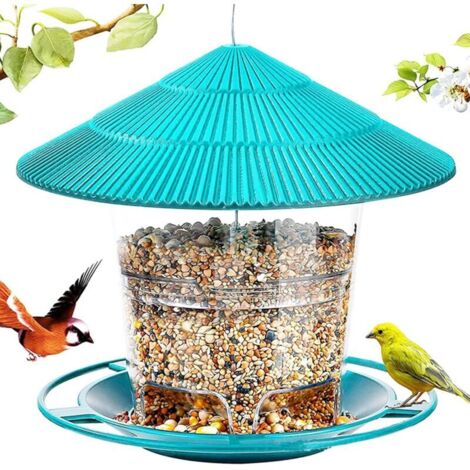 Mangeoire à Oiseaux à Suspendre, Mangeoire Oiseaux Exterieur Grande Capacité Distributeur à Graines pour Petits Oiseaux Sauvages en Plein air, Jardin, Parc
