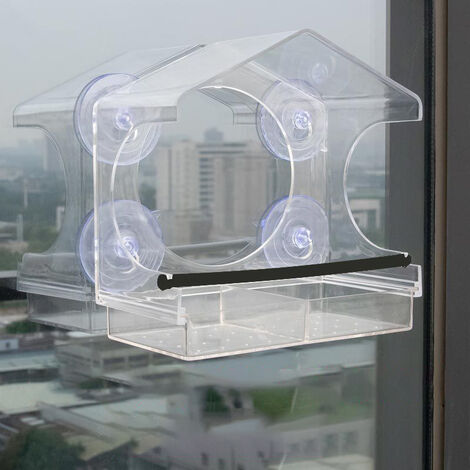 MANGEOIRE,Transparent--Mangeoire à oiseaux en acrylique, fenêtre  transparente, Anti écureuil, avec ventouse puissante, Transparent, -  Cdiscount
