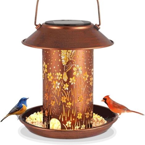 Mangeoire à oiseaux d'extérieur, lanterne solaire colibri, décoration de jardin suspendue étanche, idéale pour les patios et les pelouses.