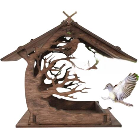 Mangeoire à oiseaux extérieure en bois, nichoir, mangeoire à oiseaux, mangeoire à oiseaux suspendue extérieure étanche, adaptée aux oiseaux sauvages, peut être suspendue à l'extérieur, décoration de j