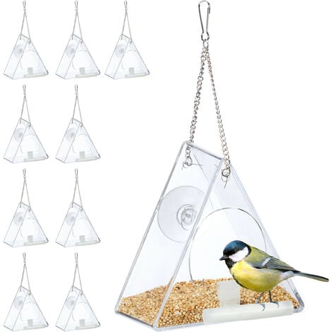 Mangeoire à oiseaux transparente en acrylique, ventouse, nichoir monté,  outil d'alimentation, accessoires - AliExpress