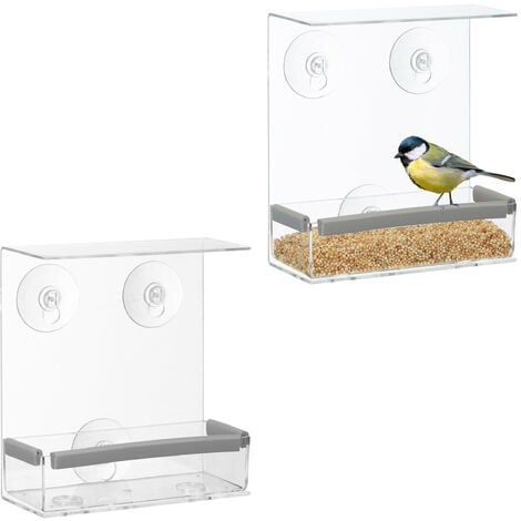 Mangeoire à oiseaux en acrylique, fenêtre transparente avec ventouse  puissante, grande maison à oiseaux transparente résistante aux intempéries,  outil d'alimentation - AliExpress