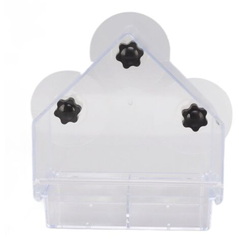 Mangeoire à Oiseaux pour Fenêtre avec Plateau Amovible Transparent et Ventouses Solides