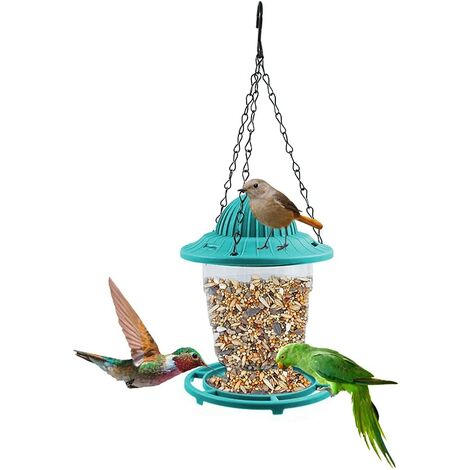 Mangeoire à oiseaux sauvages à suspendre, mangeoire à colibri pliable, petite mangeoire à oiseaux panoramique, avec chaîne en métal et crochet, pour décoration extérieure de jardin (vert)