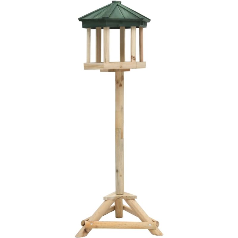 vidaXL Mangeoire à oiseaux sur pied Bois de sapin 33x106 cm