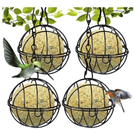 Mangeoire à Oiseaux Suspendue à Boule - Métal de haute qualité - 4Pcs - Pour nourriture et boules de graisse