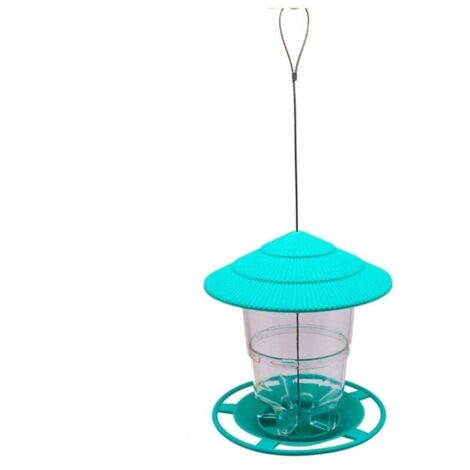 Mangeoire à Oiseaux Suspendue Anti Écureuils avec Toit Rond Vert pour Jardin Extérieur