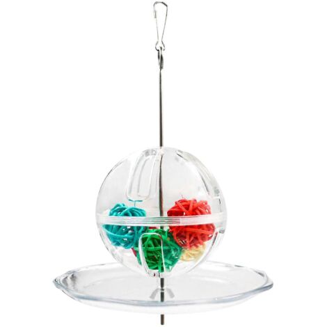 Mangeoire à oiseaux suspendue en forme de boule, jouet de recherche de nourriture en acrylique transparent