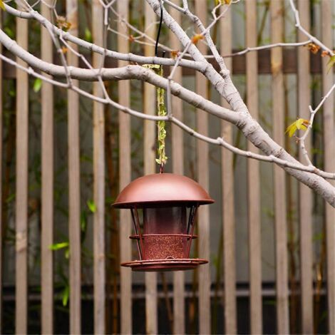 Mangeoire à oiseaux suspendue pour l'extérieur, mangeoire à oiseaux en métal pour l'extérieur (lot de 2)