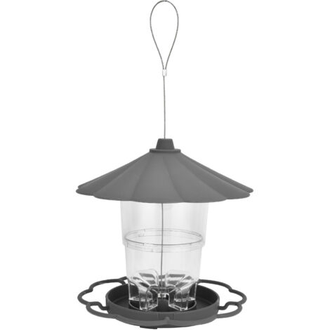 Mangeoire à Oiseaux Suspendue Transparente en Forme de Pavillon avec Toit pour Jardin et Terrasse