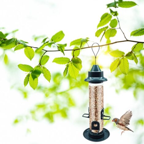 Mangeoire à Oiseaux Tube Transparent 4 Ports pour Jardins et Terrasses - Mangeoire pour Outdoors Résistant aux Intempéries [43cm]