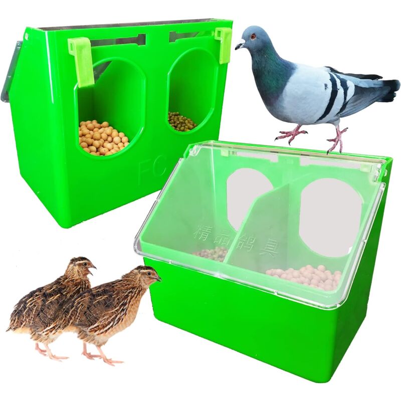 Mangeoire à pigeons, paquet de 2, mangeoire à cailles, oiseaux, poulets, distributeur d'eau, abreuvoirs avec 2 trous, bols et mangeoires pour animaux