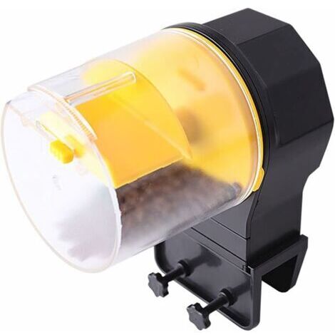 Mangeoire à Poisson Automatique Aquarium Automatique minuterie d'alimentation Mangeoire Etanche à L'humidité avec Boîte d'alimentation (Jaune)