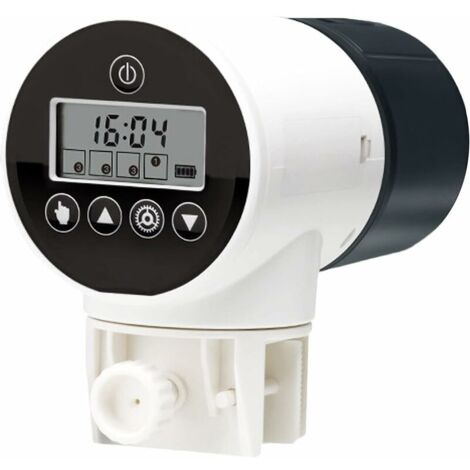Mangeoire à Poissons Automatique avec écran LCD, Mangeoire électrique étanche à l'humidité, Distributeur de Nourriture Aquarium pour Les Vacances et Week-End, Base Rotative à 360 Degrés