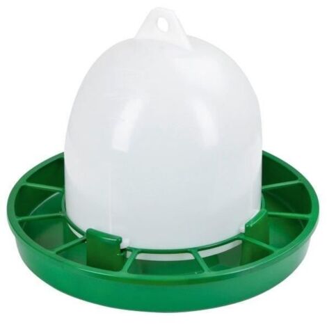 Mangeoire à poules en plastique - KERBL - 24 cm - Ø 30 cm - 2,5 kg - Blanc / Vert