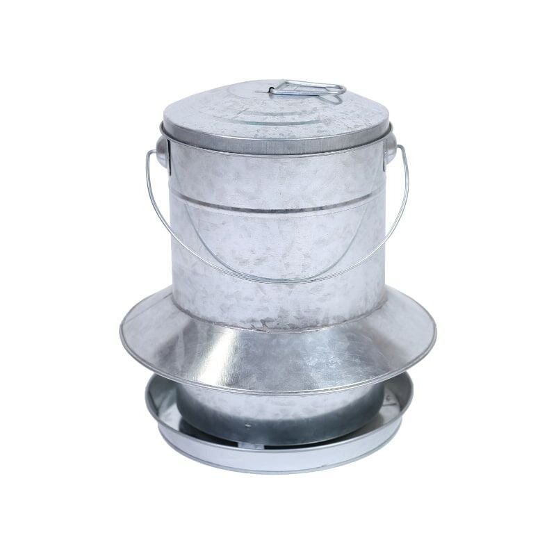 Mangeoire à Trémie Volailles Métal Galvanisé Avec Protection Anti-pluie 9kg Gaun