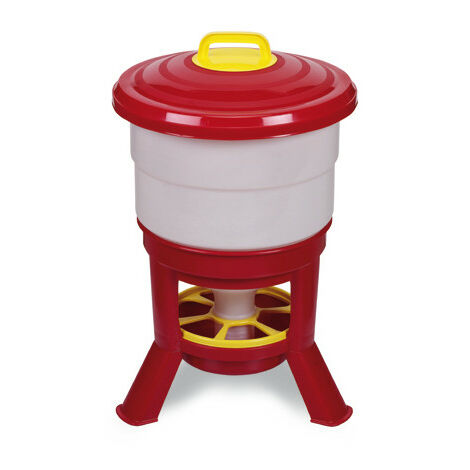 Mangeoire À Trémie Volailles Plastique Avec Pieds Imperial Easy Clean 40l Rouge Et Blanc - Gaun