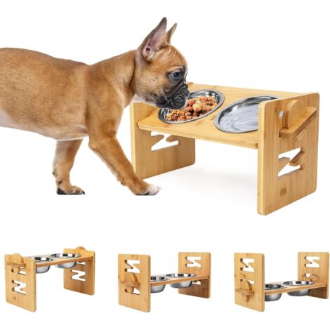 Mangeoire, angle réglable, avec bol en acier inoxydable, convient aux petits chiens et chats
