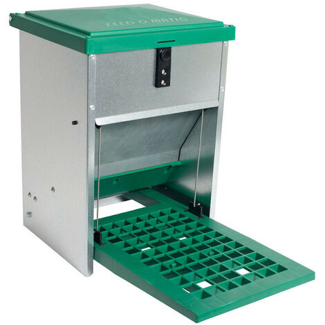 Mangeoire automatique anti-nuisibles 5 kg – Tôle galvanisée résistante aux intempéries – Système de pédale pour distribution contrôlée – Olba