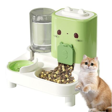 Mangeoire Automatique pour Chat – Mangeoire Automatique 2 en 1 pour Chien Abreuvoir Amovible pour Maison, Chaton, Chiot, Lapin, extérieur, Voyage, Vacances