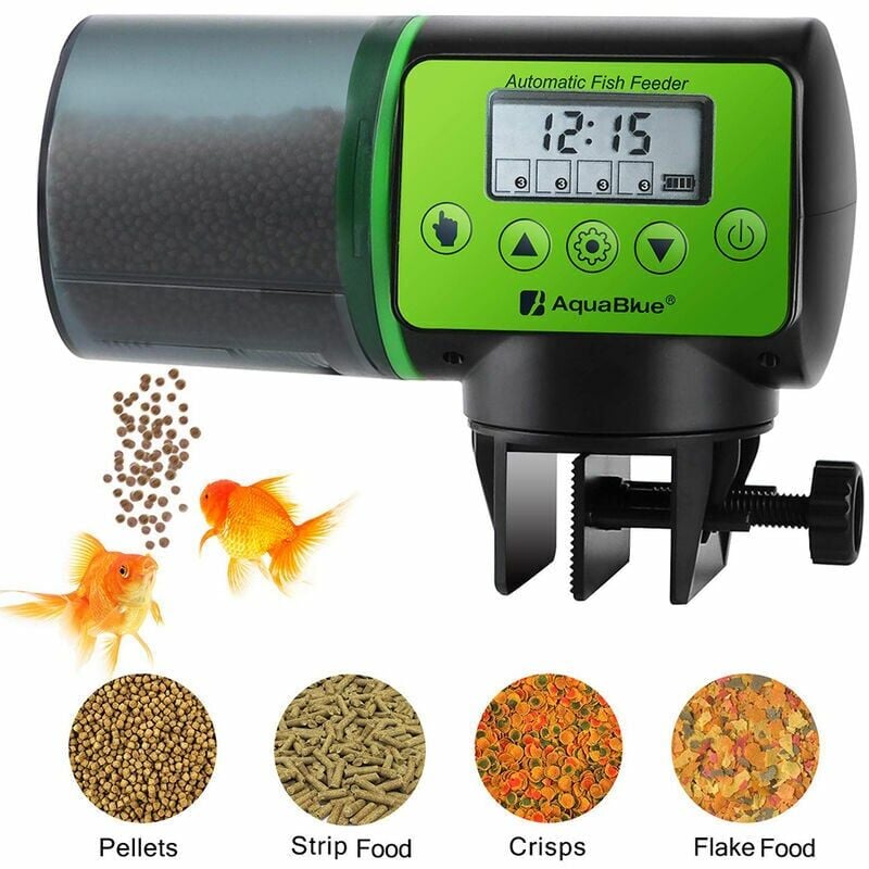 Ensoleille - Mangeoire automatique pour poissons Distributeur de nourriture pour poissons étanche à l'humidité Minuterie intelligente à piles
