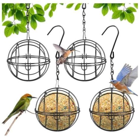 Mangeoire Boule de Graisse pour Oiseaux mangeoires pour Oiseaux Sauvages Mangeoire à Oiseaux Suspendue à Boule avec Crochets Forme