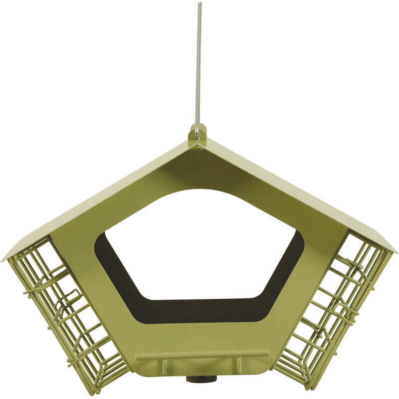 Mangeoire Cabane duo XL vert pour graines et blocs de graisse pour oiseaux - zolux