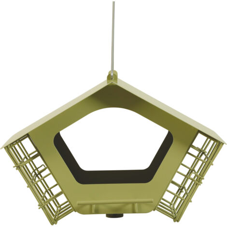 Mangeoire Cabane duo XL vert pour graines et blocs de graisse pour oiseaux - zolux