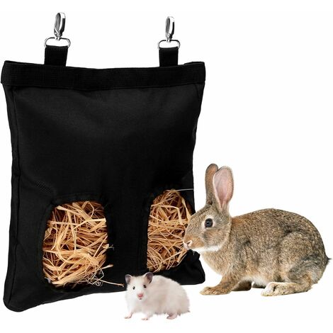 Mangeoire de Foin de Cochon d'Inde Sac de Foin de Lapin Sac de mangeoire Suspendu, Parfait pour Les Petits Animaux mangeurs de Foin (Noir 27cm222cm)