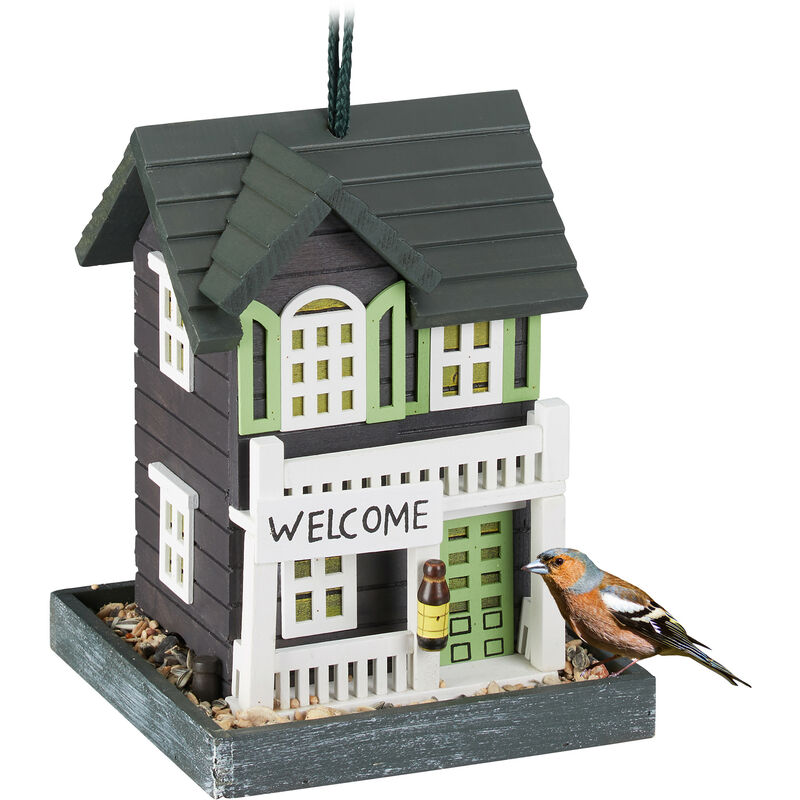 Mangeoire d'extérieur pour oiseaux à suspendre, maison de campagne, HLP 23,5x18x18 cm, jardin & balcon, coloré
