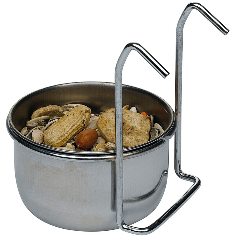 SIRIO Bol en acier inoxydable pour perroquets et cacatoès . Variante L 300 - Mesures: Ø 9,5 x h 4,9 cm - 0,3 L - - Ferplast