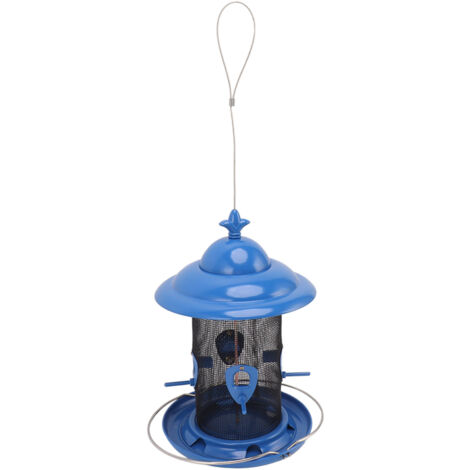 Mangeoire en acier inoxydable pour oiseaux de jardin, mangeoire automatique extérieure pour balcon, mangeoire extérieure résistante à la pluie avec plusieurs orifices, suspendue (couleur fournie par l