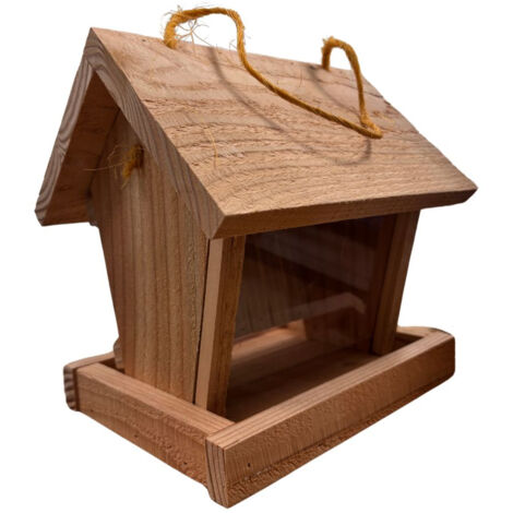 Mangeoire à oiseaux en bois de douglas 21x21x17cm – Résistante aux intempéries – Accueille plusieurs oiseaux – GRANGE – Sauvegarde58