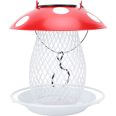 Mangeoire en fer forgé en forme de champignon, mangeoire pour oiseaux avec lampe solaire