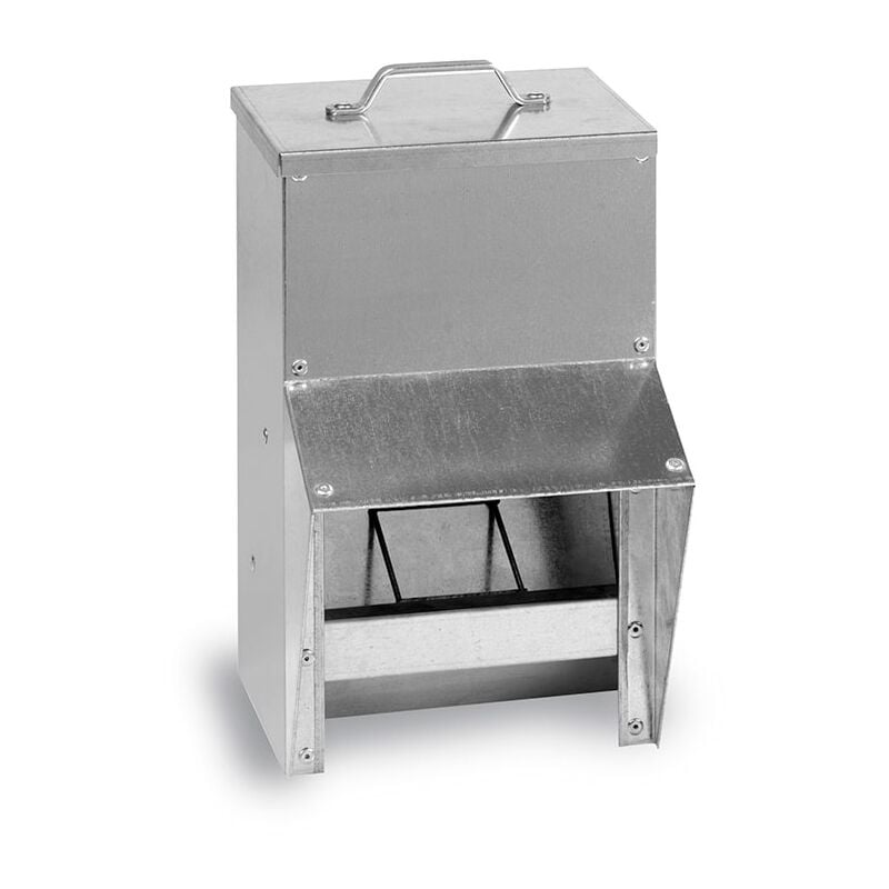 Mangeoire à Trémie Volailles Métal Avec Protection Anti-pluie Bordeaux 10l Gaun