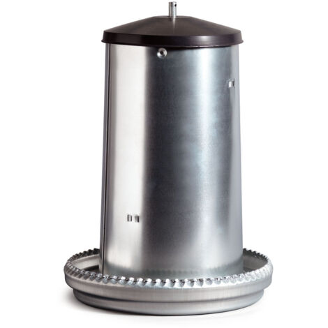Mangeoire à oiseaux galvanisée 15kg avec couvercle – Conception robuste pour aliments protégés – Volume 22l – Adaptable pour volailles – River Systems