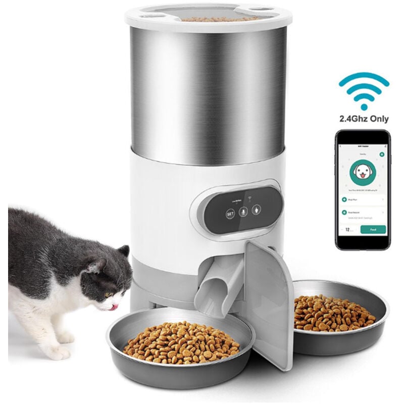 Fitags - Mangeoire intelligente 4,5 l pour chat et chien, mangeoire automatique WiFi pour 2 chats, mangeoire pour animaux avec minuterie, fonction