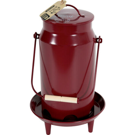 Mangeoire métal broc seau ø 24 x 39 cm couleur grenat pour basse cour - animallparadise - Rouge
