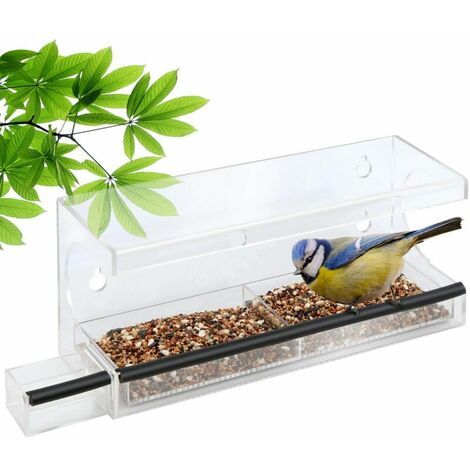Mangeoire Oiseaux Exterieur Ventouse Transparente Vitre crylique PVC Nichoir sur Pied,Lilaris