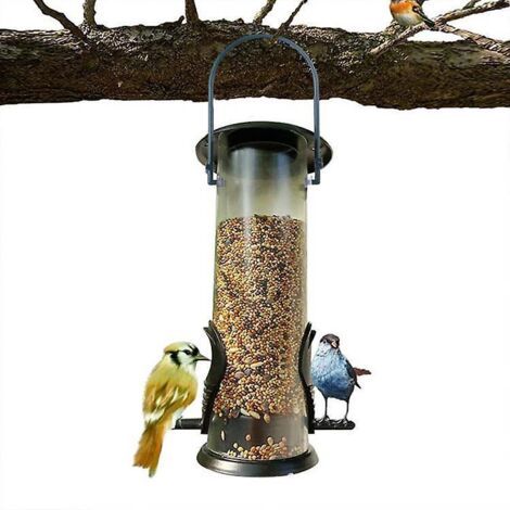 mangeoire  Oiseaux  Grain Vert - Avec D'approche Station D'alimentation Pour Oiseaux Exteurieur, Colonne Silo D'alimentation Pour Oiseaux Sauvages