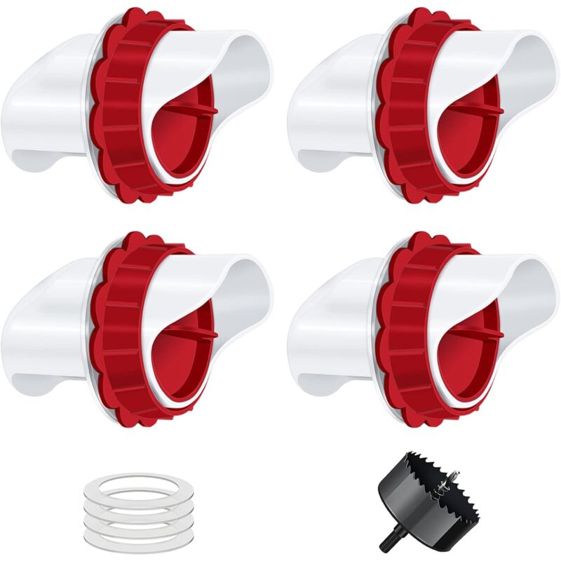 Mangeoire Poules, Mangeoire Poule Automatique, 4 Ports DIY Mangeoire à volaille Gravité Kit pour Seaux Tonneaux Bacs